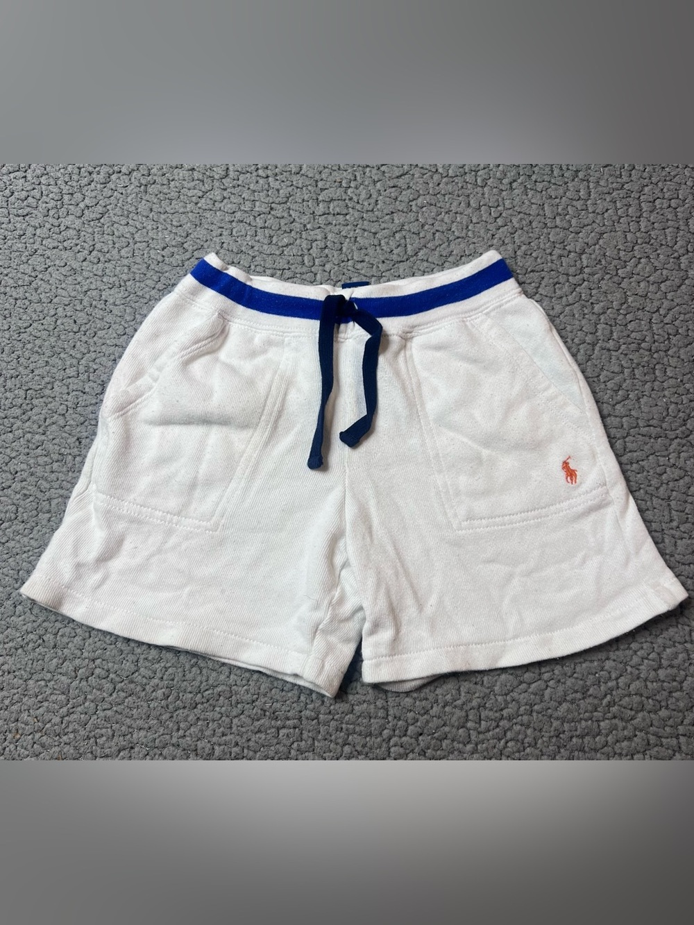 Ralph Lauren Polo Little Boys Terry Shorts Size 5 White & Blue